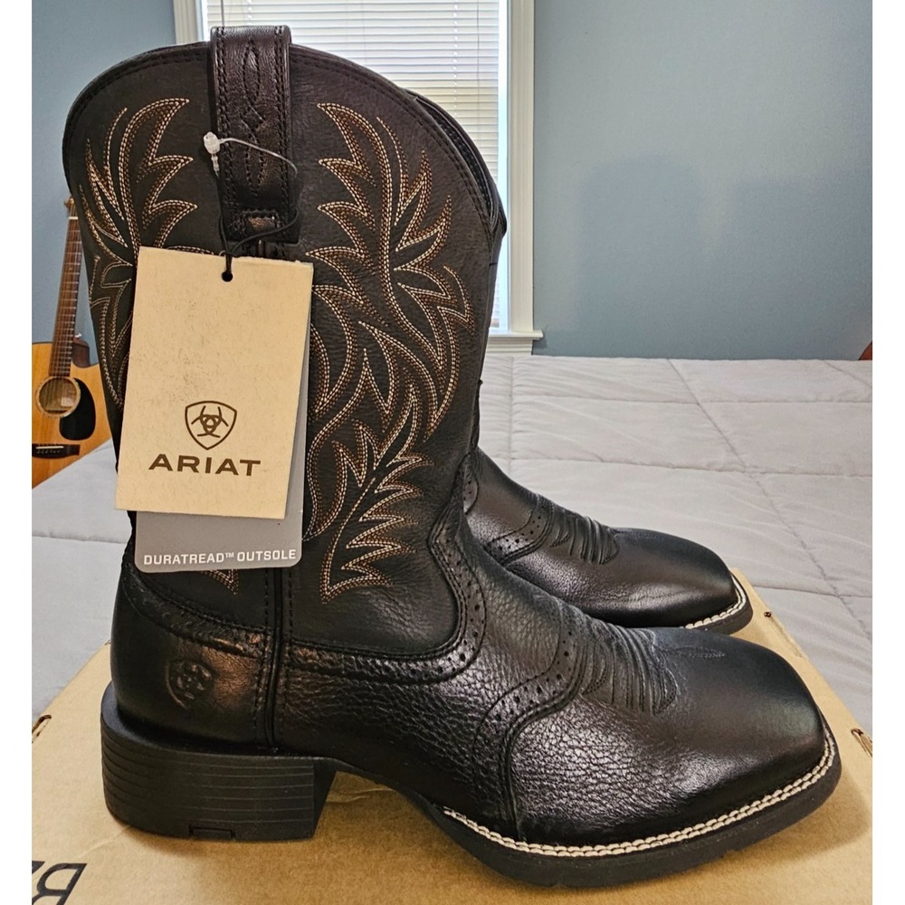 Ariat® (Men's 10.5 D) Sport Western Square-Toe Cowboy Boot, Black/Deertan - $190 - Picture 2 of 12